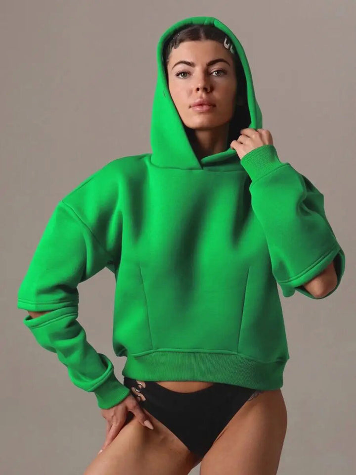Kvinnors stiliga cropped hoodie med huva och avslappnad passform Mirla-Eva Jonsson