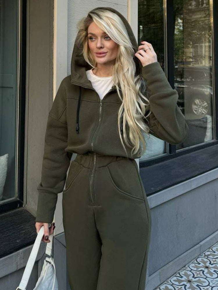 Kvinnors stiliga hoodie-set med dragkedja och fickor Mirla-Eva Jonsson
