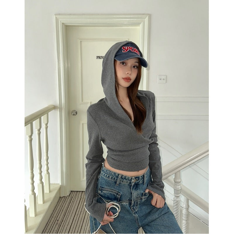 Kvinnors stiliga långärmad crop hoodie Mirla-Eva Jonsson