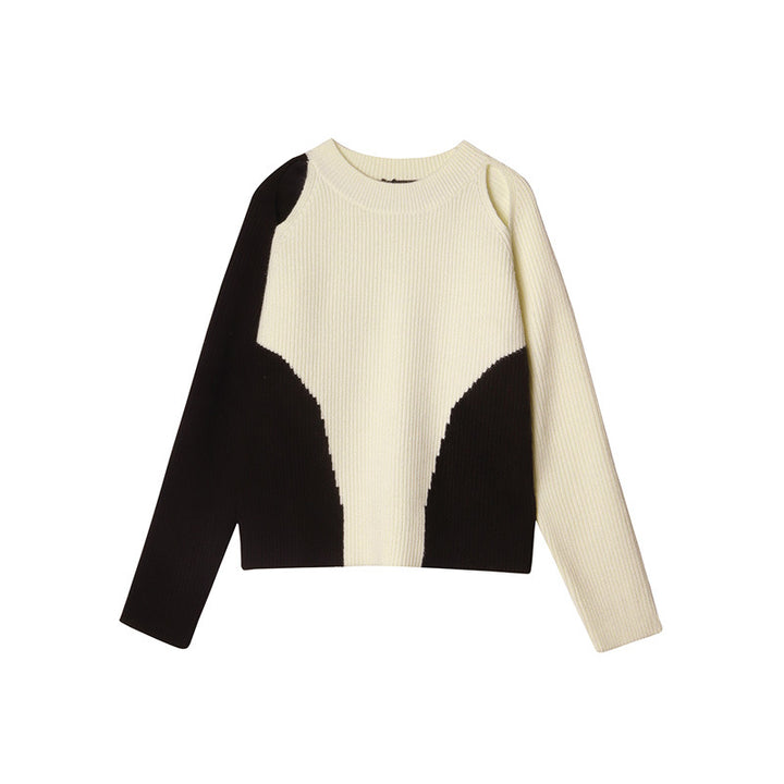 Kvinnors stiliga långärmad topp med texturerat material och asymmetrisk design Mirla-Eva Jonsson