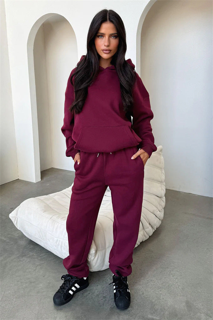 Kvinnors stiliga och bekväma hoodie-set med elastiska manchetter och dragsko Mirla-Eva Jonsson