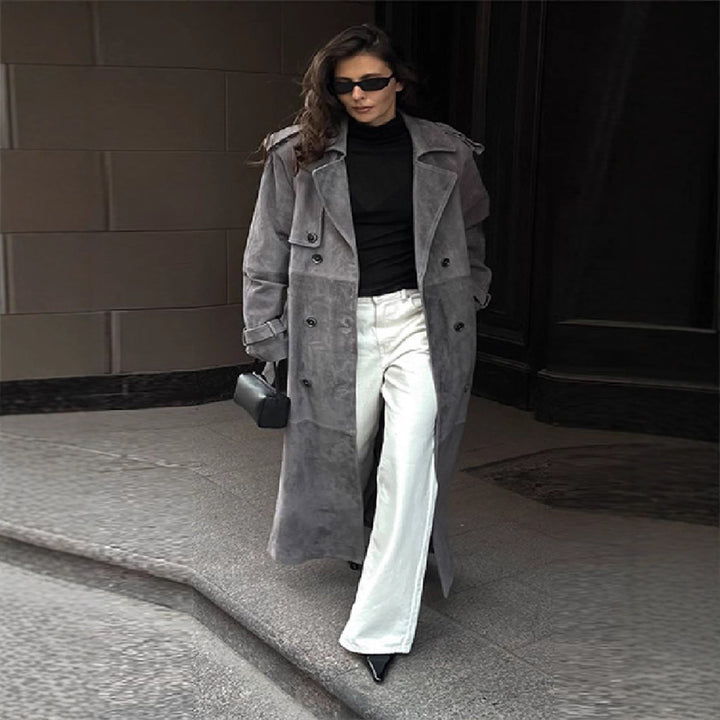 Kvinnors stiliga och bekväma långsuede trench coat Mirla-Eva Jonsson