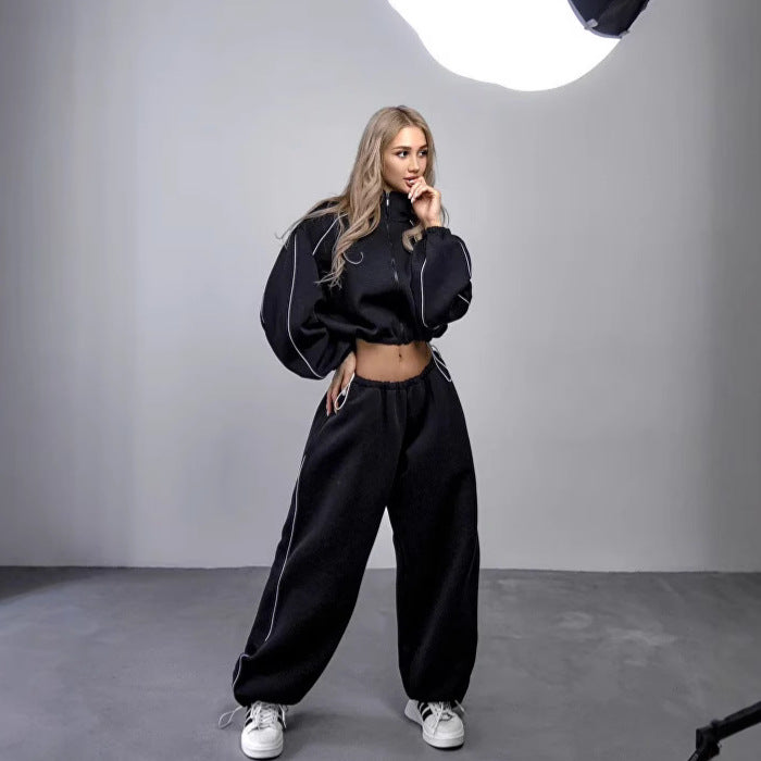 Kvinnors stiliga oversized jacka med hög krage och elastisk midja-Eva Jonsson