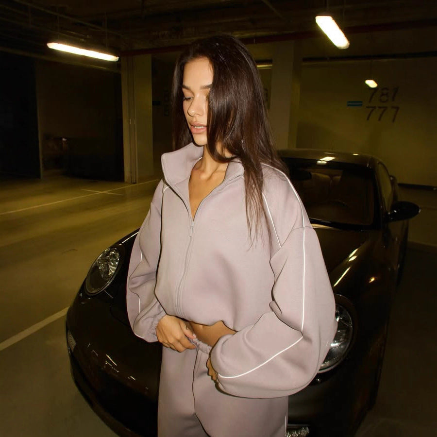 Kvinnors stiliga oversized jacka med hög krage och elastisk midja-Eva Jonsson