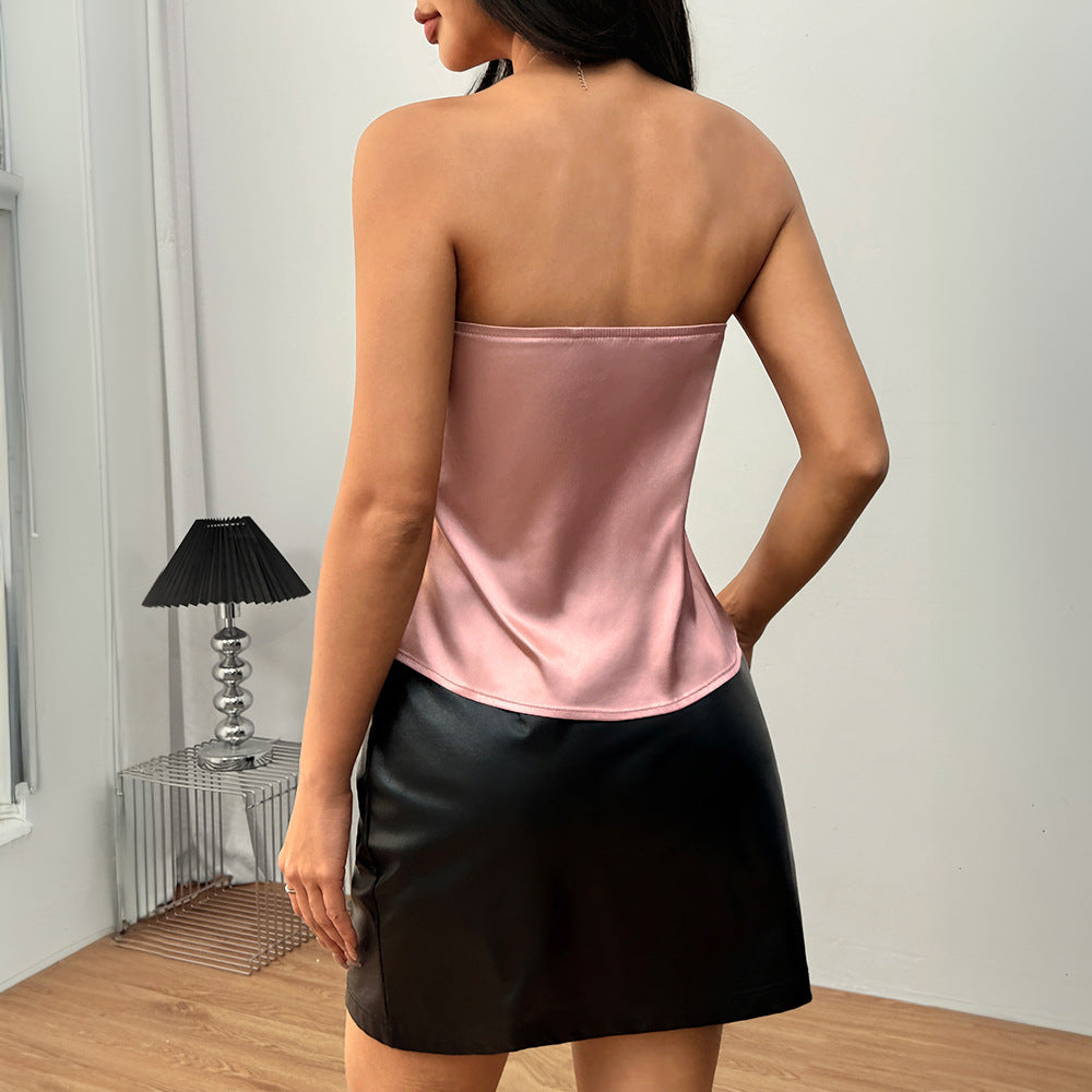 Kvinnors strapless chiffong topp med flödande skärning Mirla-Eva Jonsson