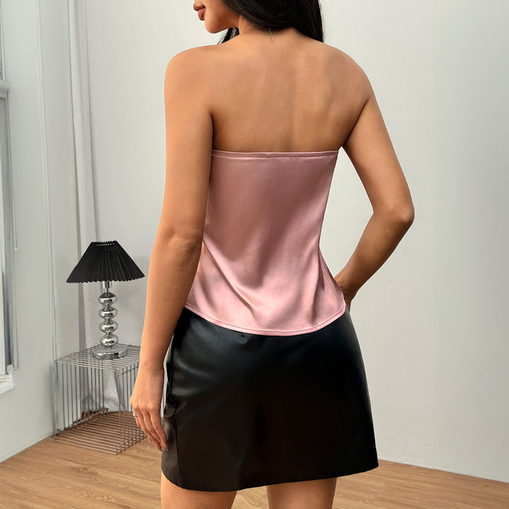 Kvinnors strapless chiffong topp med flödande skärning Mirla-Eva Jonsson