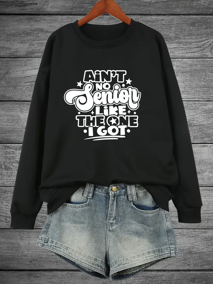 Kvinnors sweatshirt med avslappnad slogan design Mirla-Eva Jonsson