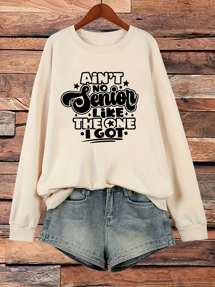 Kvinnors sweatshirt med avslappnad slogan design Mirla-Eva Jonsson