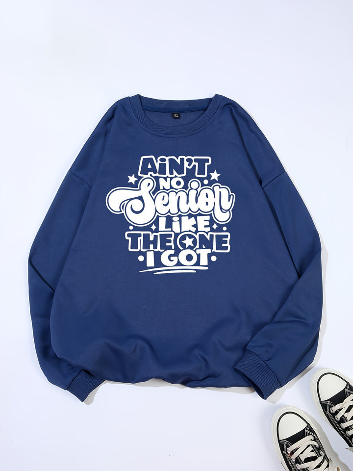 Kvinnors sweatshirt med avslappnad slogan design Mirla-Eva Jonsson