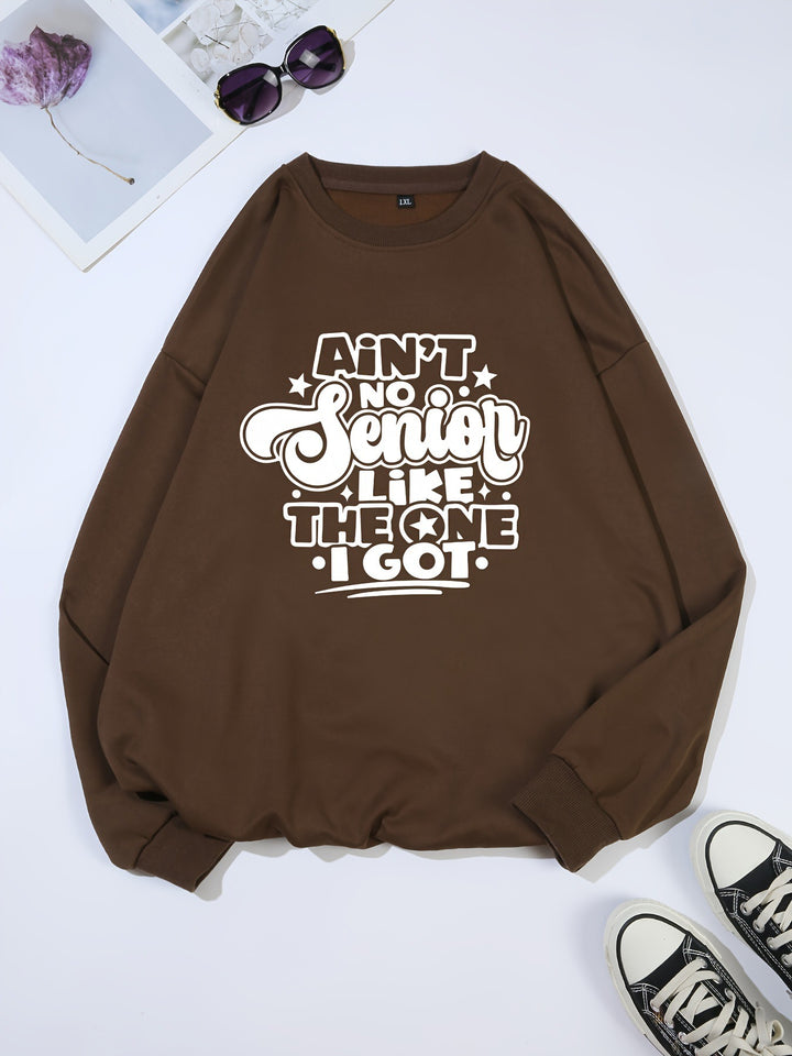 Kvinnors sweatshirt med avslappnad slogan design Mirla-Eva Jonsson