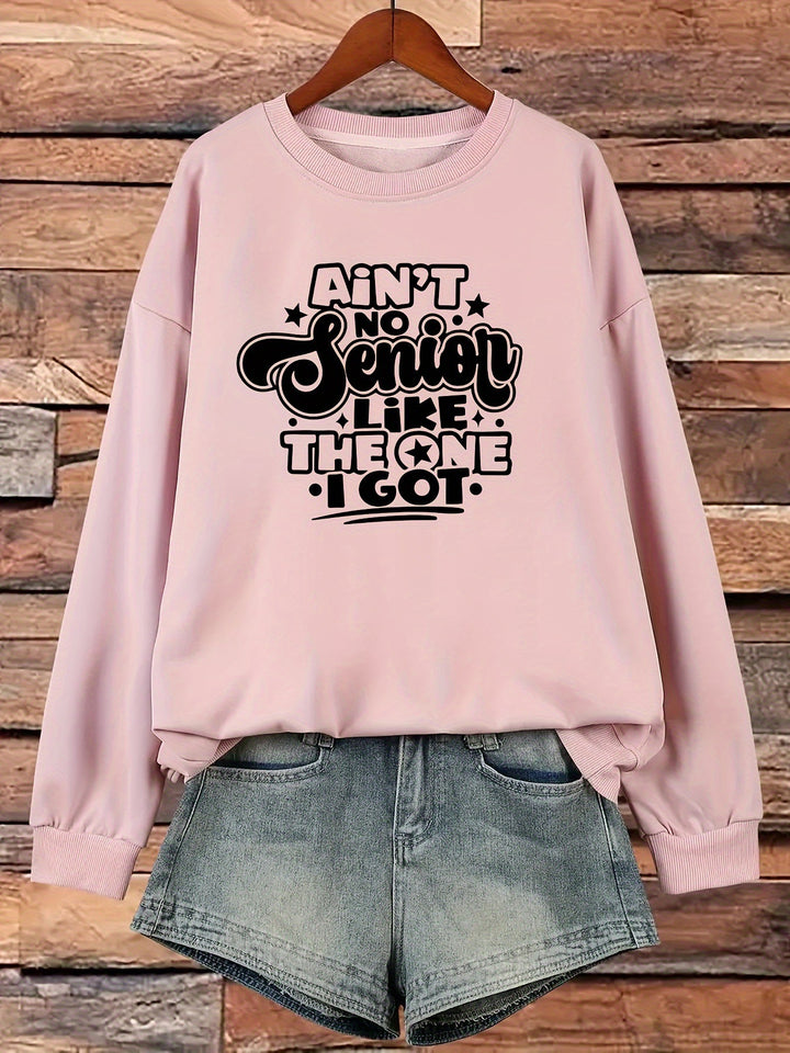 Kvinnors sweatshirt med avslappnad slogan design Mirla-Eva Jonsson