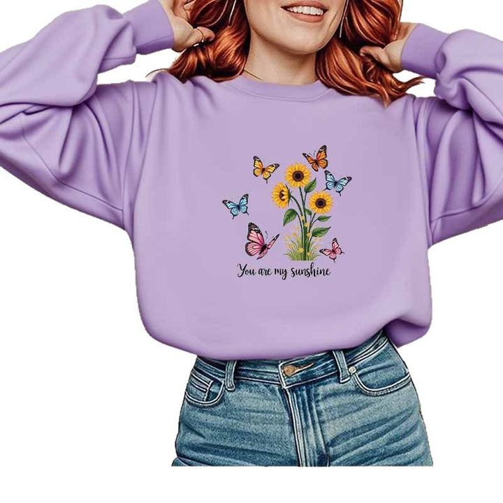 Kvinnors sweatshirt med blommig design och motiverande tryck Mirla-Eva Jonsson