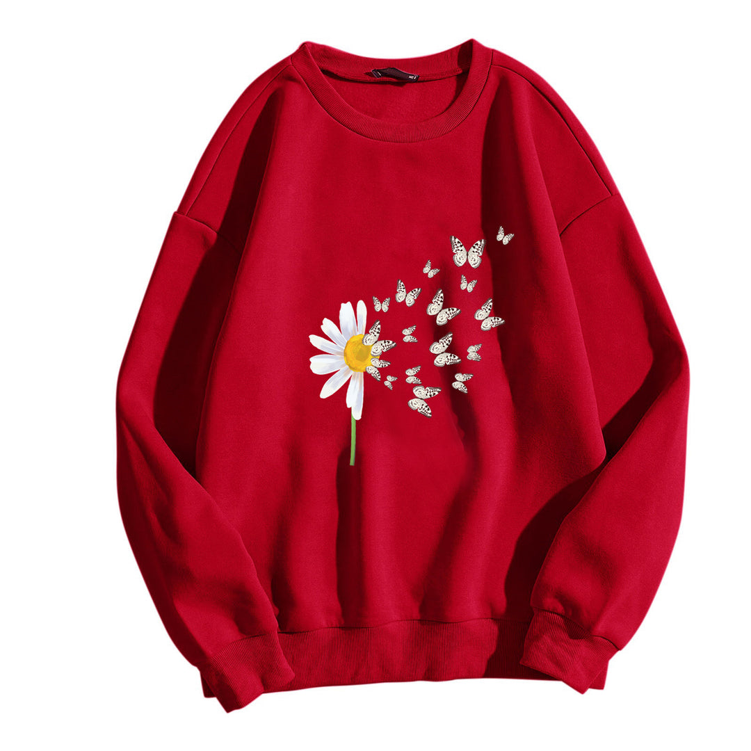 Kvinnors sweatshirt med blommig fjärilsdesign Mirla-Eva Jonsson