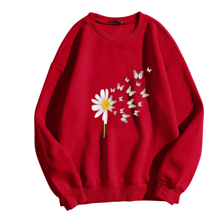 Kvinnors sweatshirt med blommig fjärilsdesign Mirla-Eva Jonsson