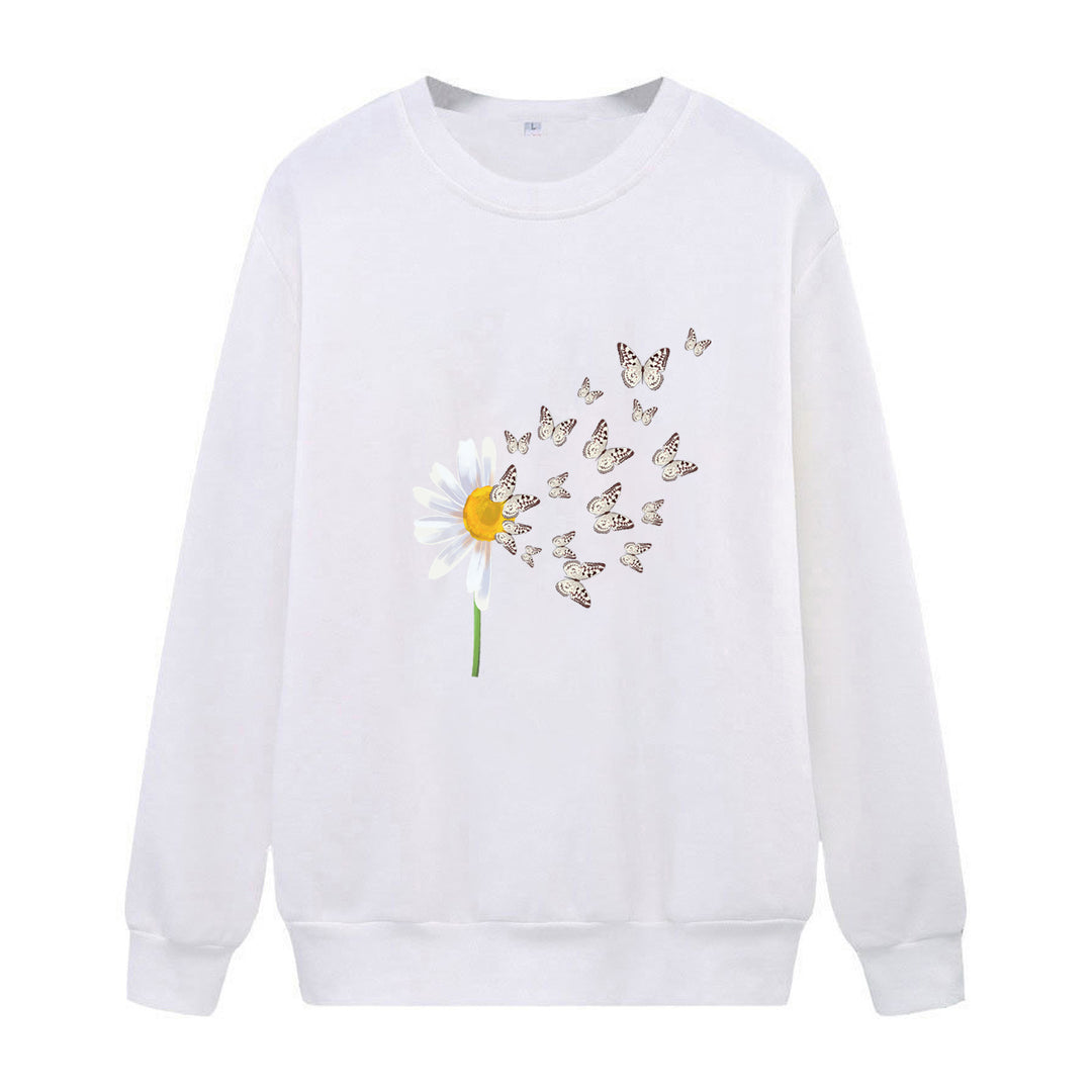 Kvinnors sweatshirt med blommig fjärilsdesign Mirla-Eva Jonsson