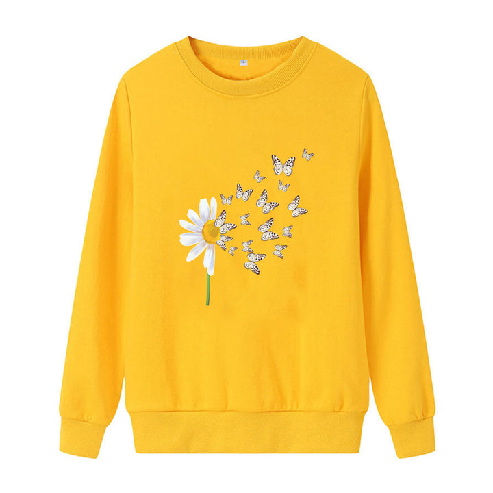 Kvinnors sweatshirt med blommig fjärilsdesign Mirla-Eva Jonsson