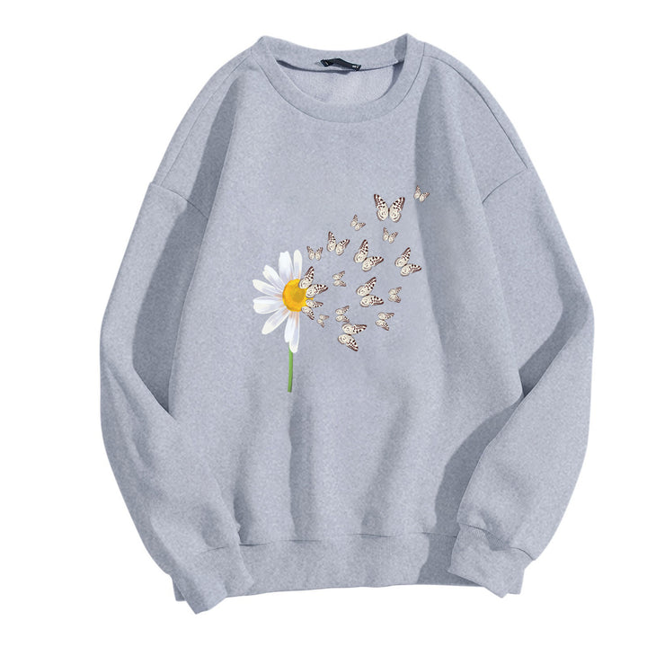 Kvinnors sweatshirt med blommig fjärilsdesign Mirla-Eva Jonsson