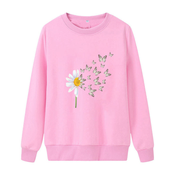 Kvinnors sweatshirt med blommig fjärilsdesign Mirla-Eva Jonsson