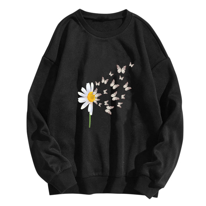 Kvinnors sweatshirt med blommig fjärilsdesign Mirla-Eva Jonsson