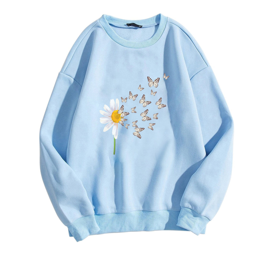 Kvinnors sweatshirt med blommig fjärilsdesign Mirla-Eva Jonsson