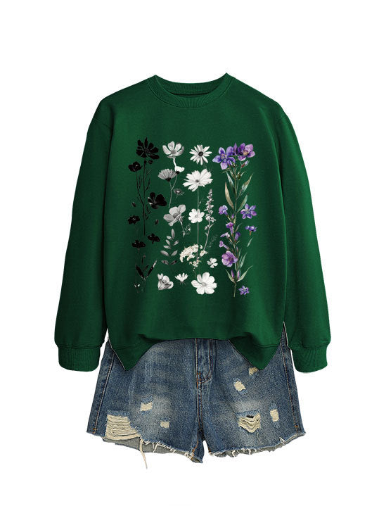 Kvinnors sweatshirt med blommig grafisk design och mjukt innerfoder Mirla-Eva Jonsson