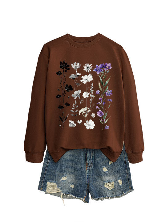 Kvinnors sweatshirt med blommig grafisk design och mjukt innerfoder Mirla-Eva Jonsson