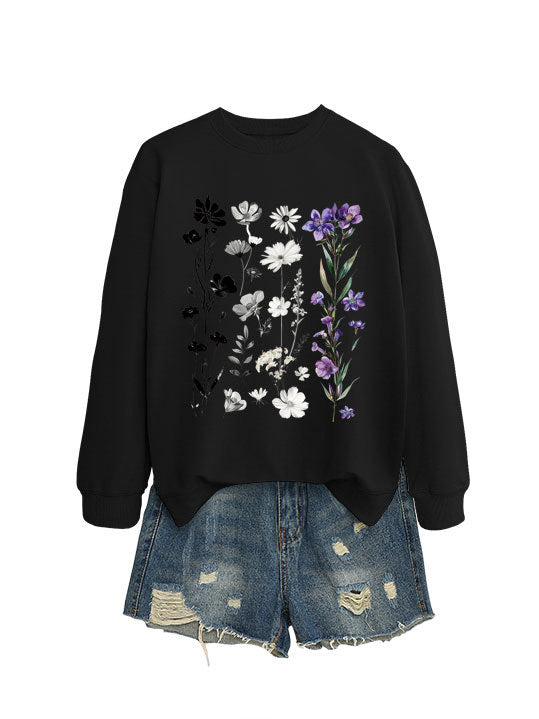 Kvinnors sweatshirt med blommig grafisk design och mjukt innerfoder Mirla-Eva Jonsson