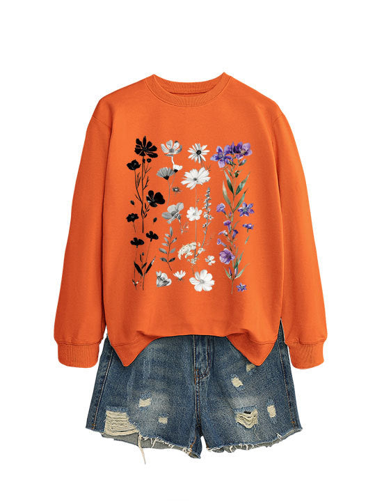Kvinnors sweatshirt med blommig grafisk design och mjukt innerfoder Mirla-Eva Jonsson