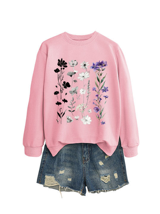 Kvinnors sweatshirt med blommig grafisk design och mjukt innerfoder Mirla-Eva Jonsson