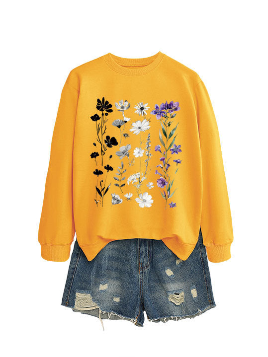 Kvinnors sweatshirt med blommig grafisk design och mjukt innerfoder Mirla-Eva Jonsson