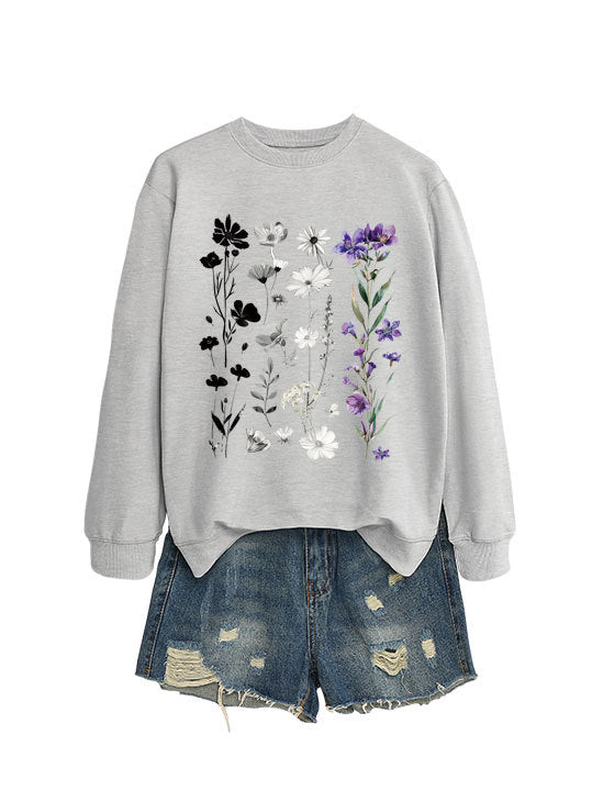Kvinnors sweatshirt med blommig grafisk design och mjukt innerfoder Mirla-Eva Jonsson