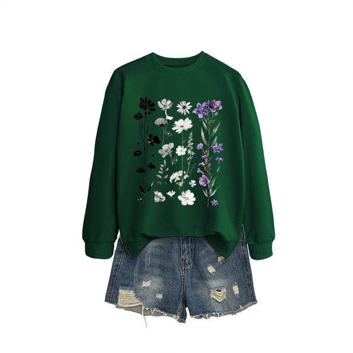 Kvinnors sweatshirt med blommig grafisk design och mjukt innerfoder Mirla-Eva Jonsson