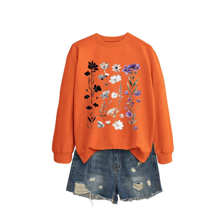 Kvinnors sweatshirt med blommig grafisk design och mjukt innerfoder Mirla-Eva Jonsson