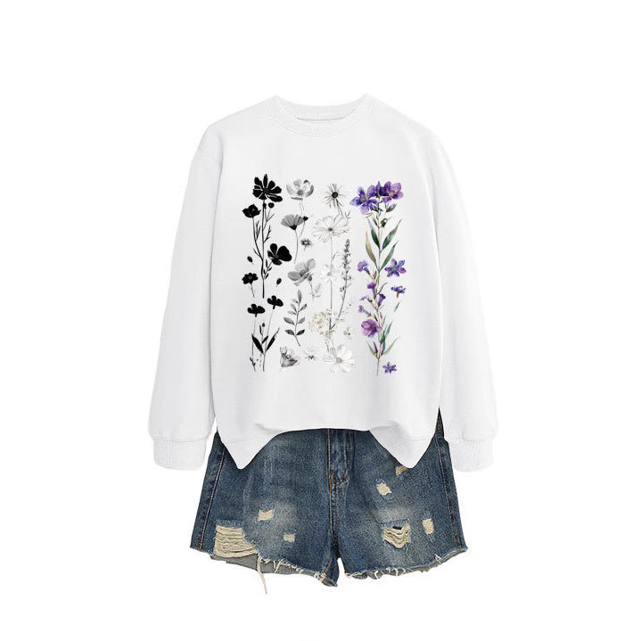 Kvinnors sweatshirt med blommig grafisk design och mjukt innerfoder Mirla-Eva Jonsson