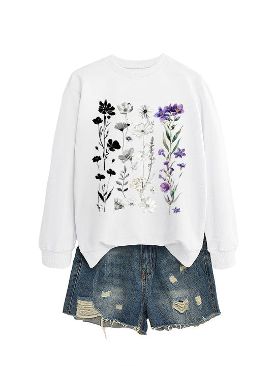 Kvinnors sweatshirt med blommig grafisk design och mjukt innerfoder Mirla-Eva Jonsson
