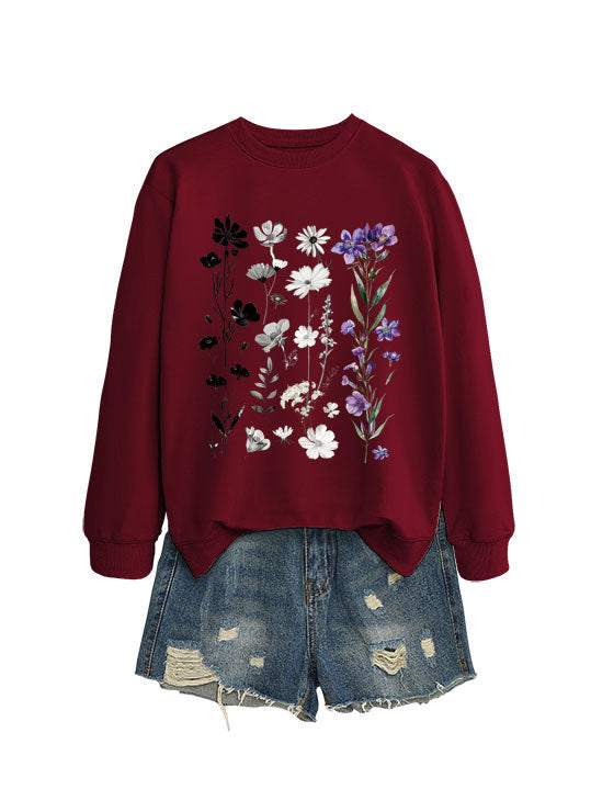 Kvinnors sweatshirt med blommig grafisk design och mjukt innerfoder Mirla-Eva Jonsson