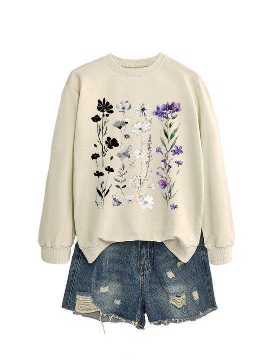 Kvinnors sweatshirt med blommig grafisk design och mjukt innerfoder Mirla-Eva Jonsson
