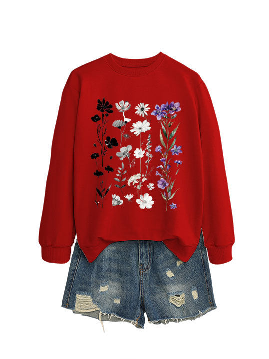 Kvinnors sweatshirt med blommig grafisk design och mjukt innerfoder Mirla-Eva Jonsson