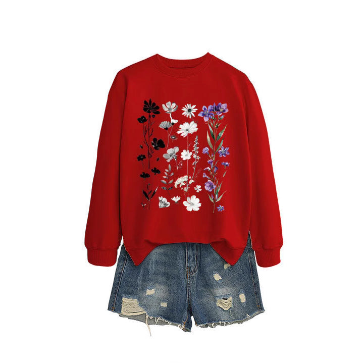 Kvinnors sweatshirt med blommig grafisk design och mjukt innerfoder Mirla-Eva Jonsson