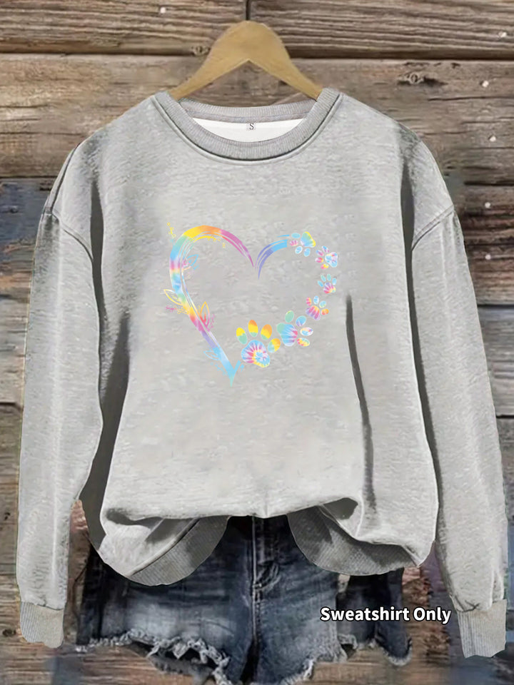 Kvinnors sweatshirt med blommig hjärtdesign och bekväm passform Mirla-Eva Jonsson