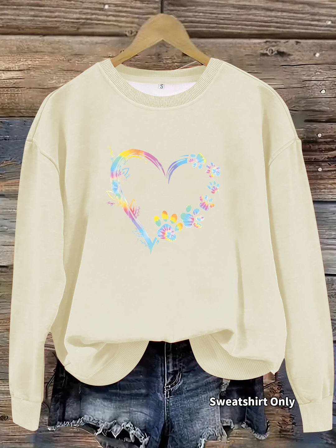 Kvinnors sweatshirt med blommig hjärtdesign och bekväm passform Mirla-Eva Jonsson