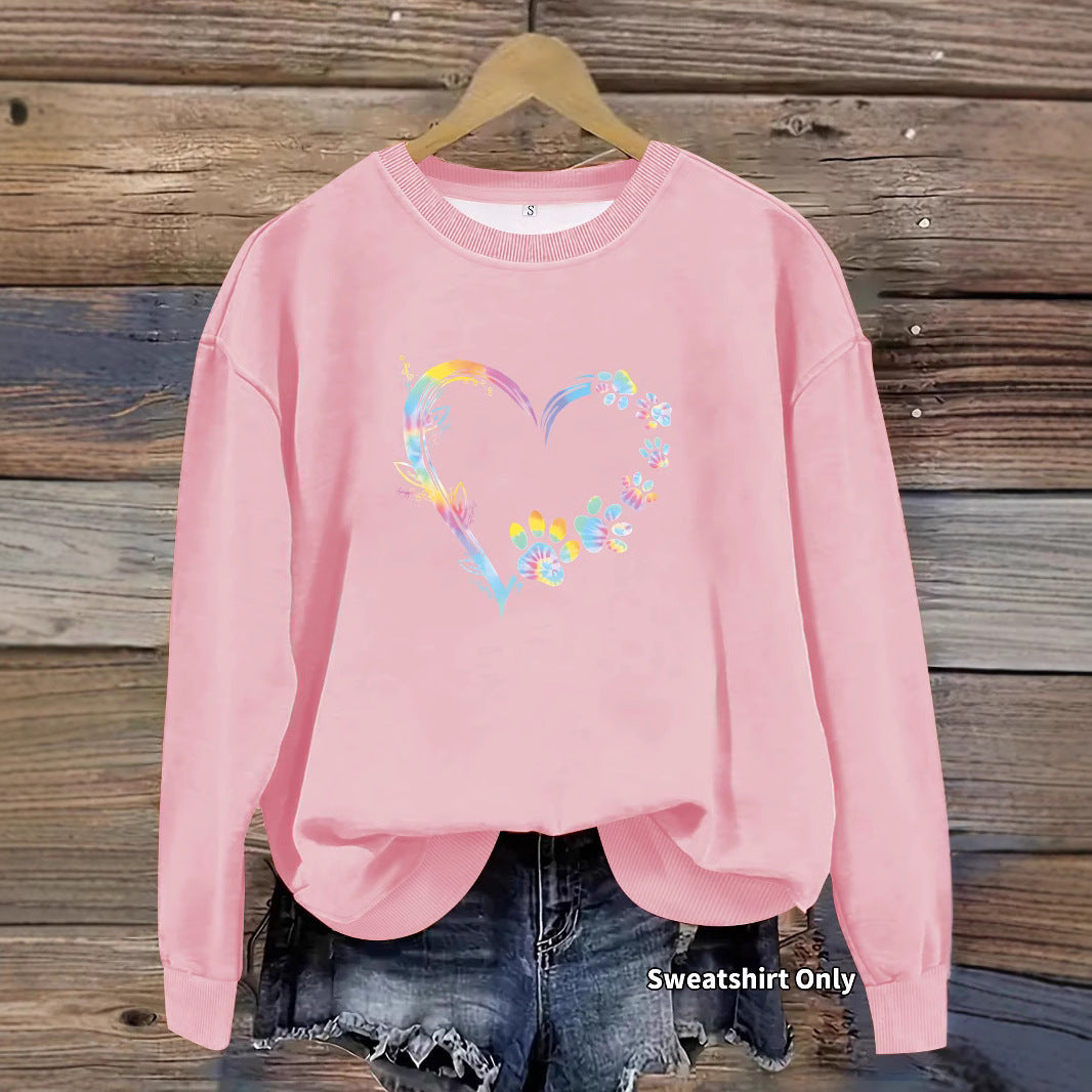 Kvinnors sweatshirt med blommig hjärtdesign och bekväm passform Mirla-Eva Jonsson