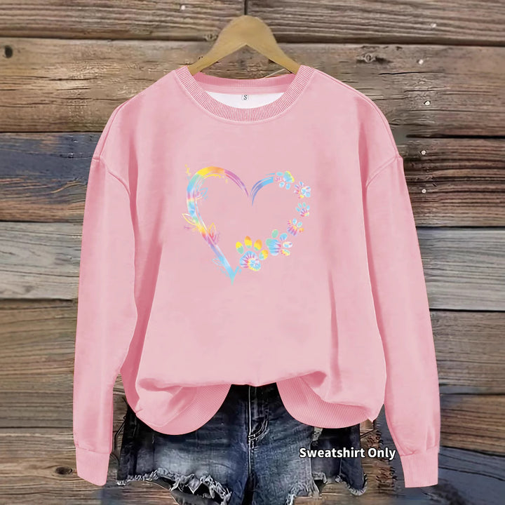 Kvinnors sweatshirt med blommig hjärtdesign och bekväm passform Mirla-Eva Jonsson