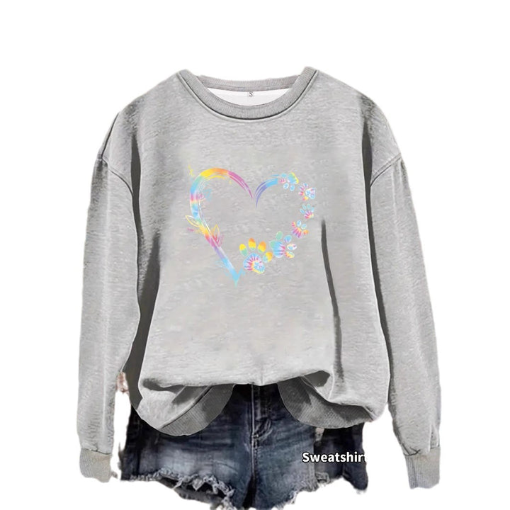Kvinnors sweatshirt med blommig hjärtdesign och bekväm passform Mirla-Eva Jonsson