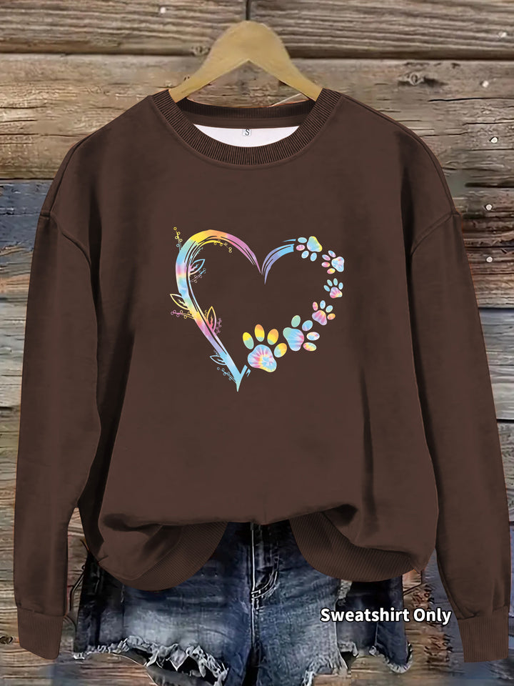 Kvinnors sweatshirt med blommig hjärtdesign och bekväm passform Mirla-Eva Jonsson