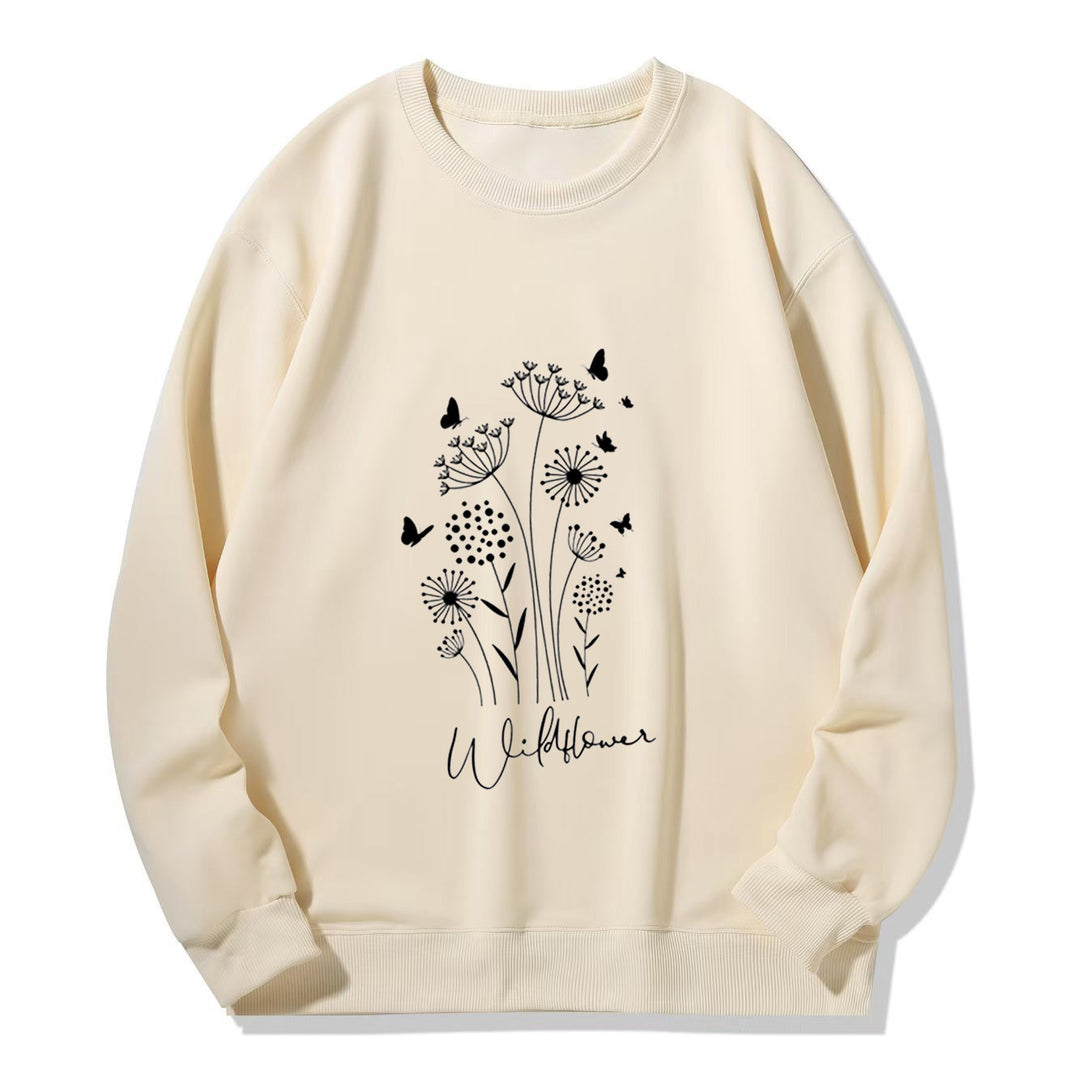 Kvinnors sweatshirt med blommig vildblommig tryck och mysig innertyg Mirla-Eva Jonsson