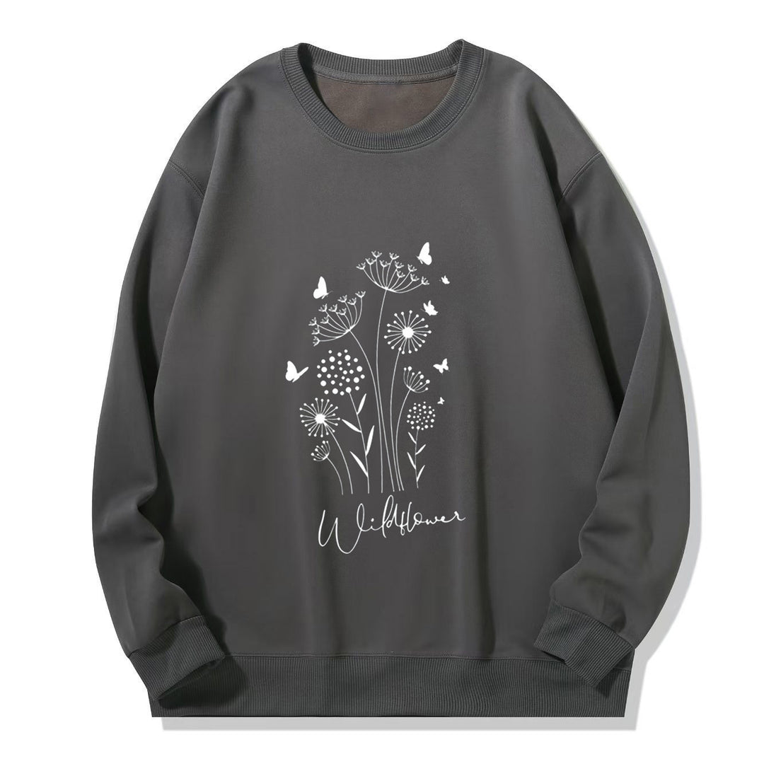 Kvinnors sweatshirt med blommig vildblommig tryck och mysig innertyg Mirla-Eva Jonsson