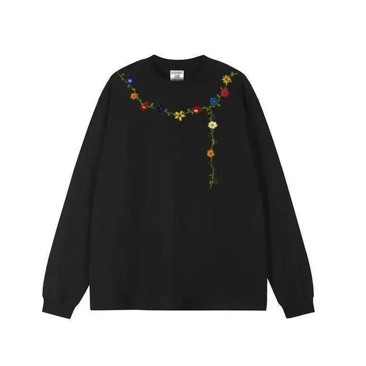 Kvinnors sweatshirt med blommönster broderi design Mirla-Eva Jonsson