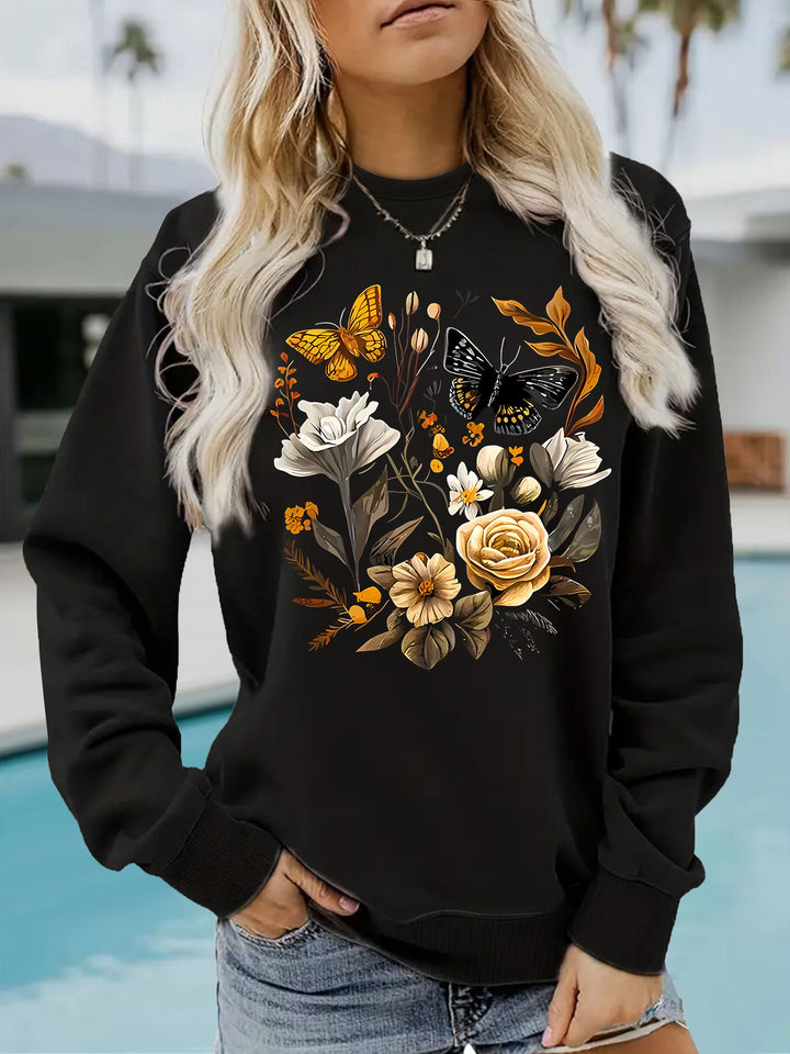Kvinnors sweatshirt med blommönster och avslappnad passform Mirla-Eva Jonsson