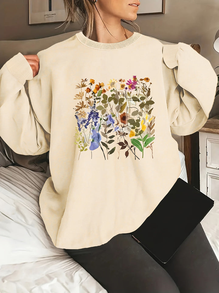 Kvinnors sweatshirt med blommönster och bekväm passform Mirla-Eva Jonsson